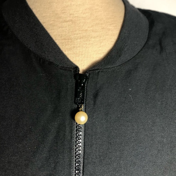 Women’s Vintage LeChateau Black Jacket with Faux Pearls. Size Small. - Picture 3 of 8